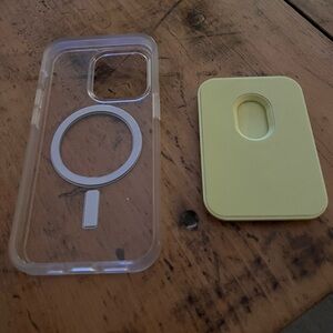 Clear Otter Box Case and Butter Yellow MagSafe Wallet- Otter Box IPhone 14 Pro